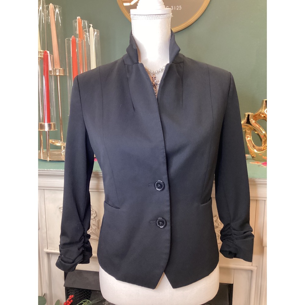 Express Black Ruched Sleeve Blazer Jacket Women's Size 8